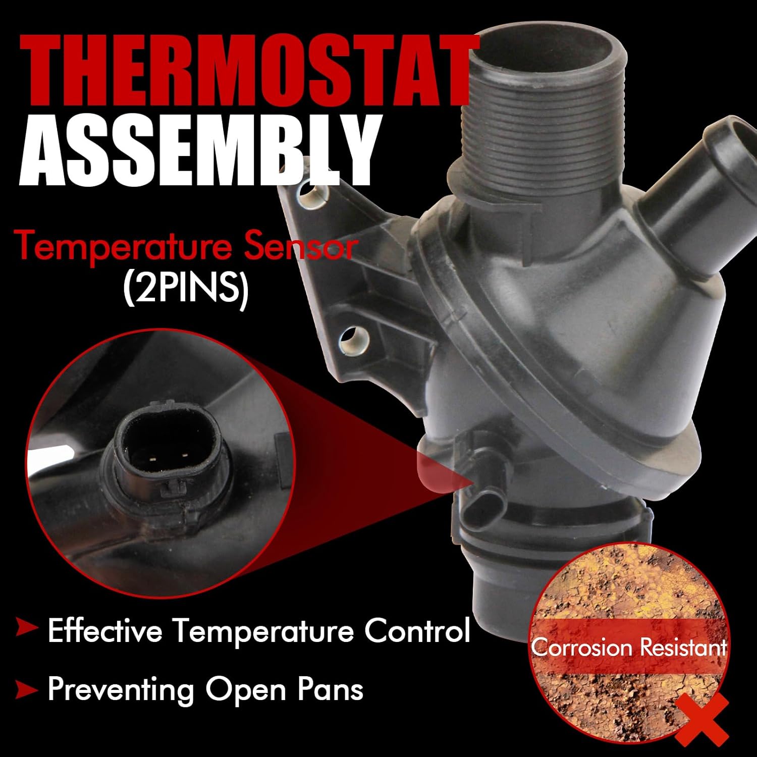 MITZONE Engine Coolant Thermostat Assembly Compatible with 2012-2016 BMW 320i 325i 328i 520i 528i X5 X4 X3 X1 428i 420i 220i 228i Replace Number 11538635689 11538636595