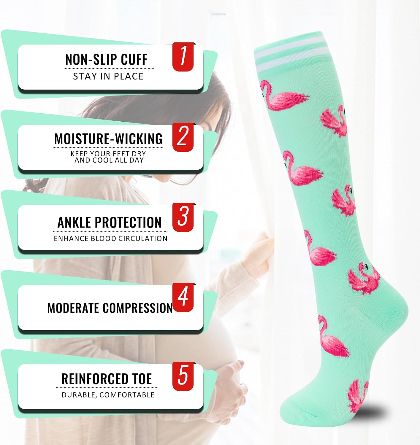  Compression Socks for Women Men 3 Pairs Graduated Compression Support Circulation Socks for Nurses thumbnail