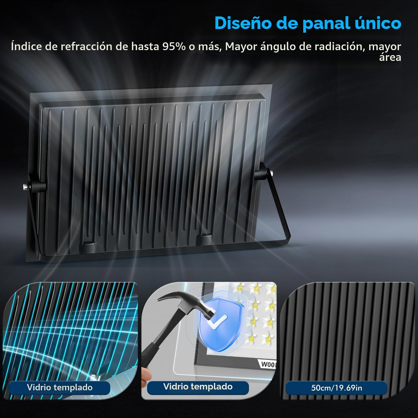 Foco LED de 200 W con sensor de movimiento para exteriores, 20 000 LM,con mando a distancia,blanco frío de 6500 K, superbrillante,resistente al agua IP66,para jardín,garaje y patio