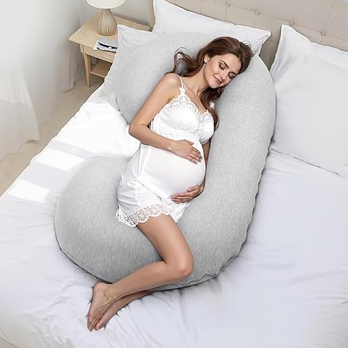 Miniatura 9 de VEVOR Almohada de embarazo, almohada de maternidad de cuerpo completo en forma de C para dormir, almohadas de apoyo para embarazadas ultrasuaves y