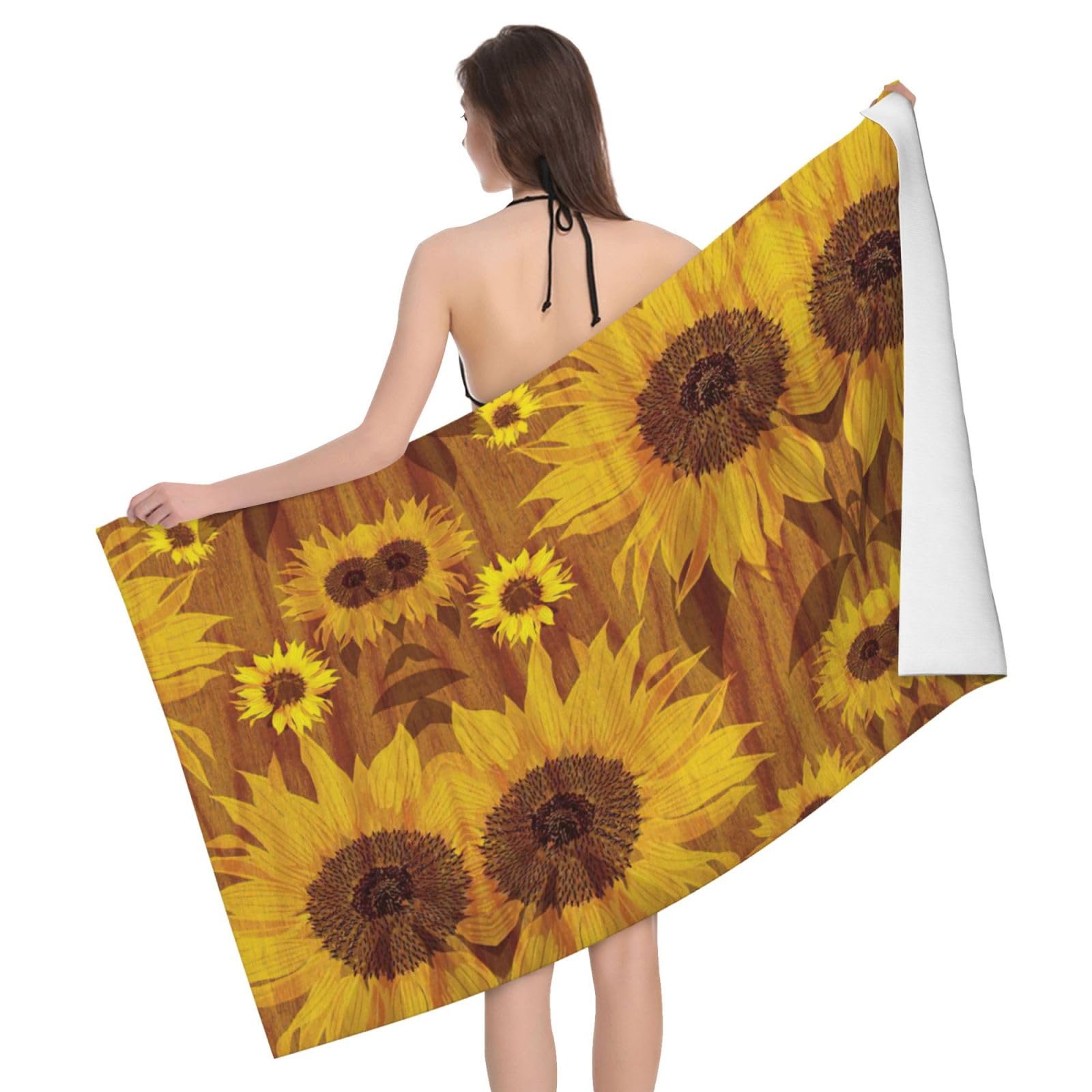 Serviette de bain microfibre tournesols idéale pour la salle de bain