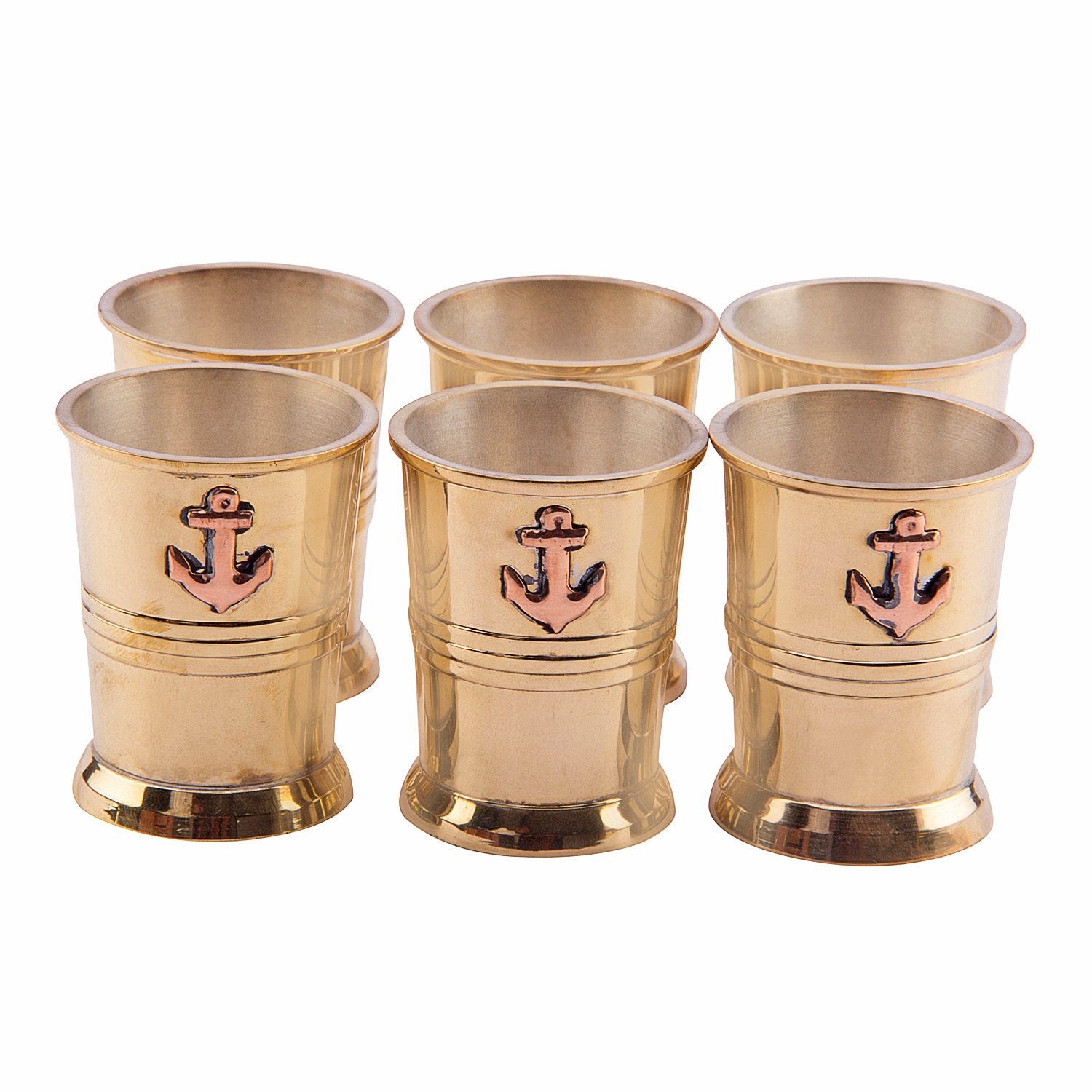 Aakrati Royal Brass Anchor Lot de 6 verres à shot Tequila 30 ml