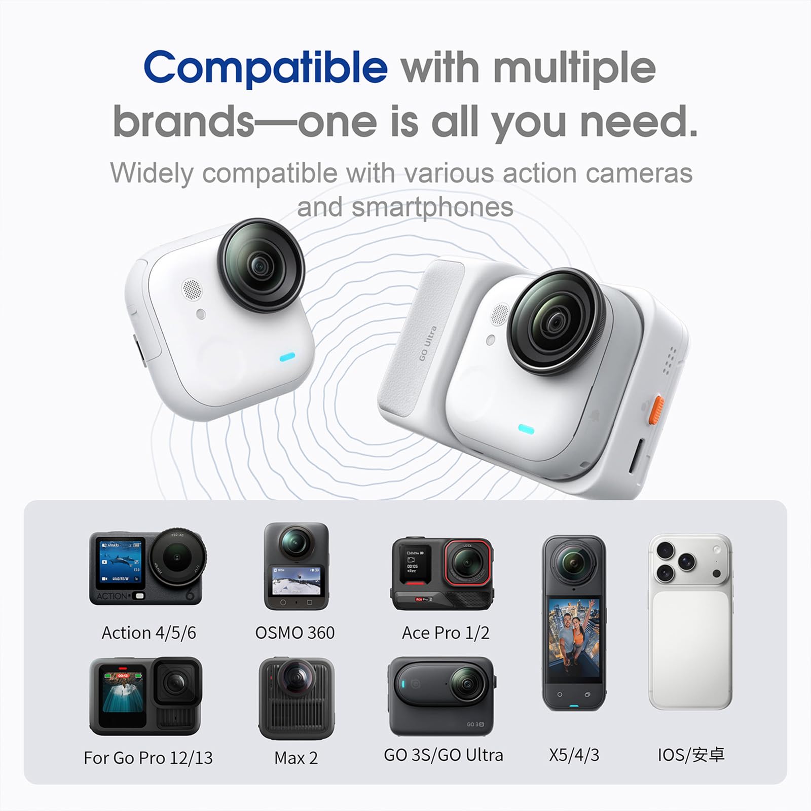 Mando a distancia Bluetooth universal para DJI Osmo 360/ACTION 6 para Insta360 X5/ACE PRO 2/GO ULTRA para GoPro Hero 13/Max 2, cámara inteligente, impermeable, mini control remoto inalámbrico