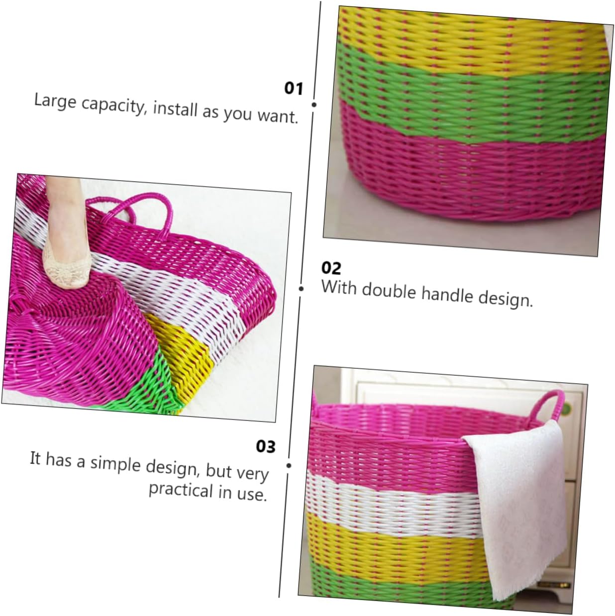 Cabilock 1pc Versatile Plastic Woven Storage Basket Multi-purpose Sundries Organizer for Clothes Smooth Edges Random Decor