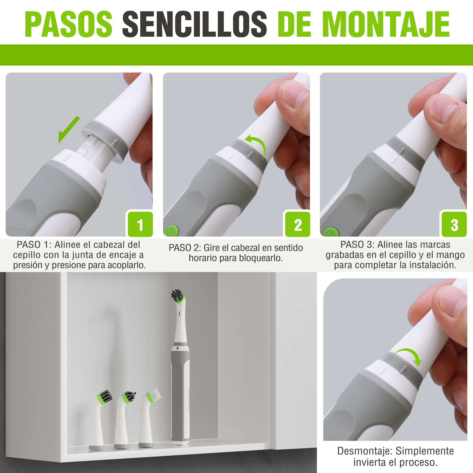 WORKPRO Cepillo Eléctrico De Limpieza 3.6V Recargable con Cabezal Intercambiable,Batería 2000mAh, IPX6 Resistente Al Agua, USB Tipo C, para Juntas, Ranuras, Zapatos Y Hogar