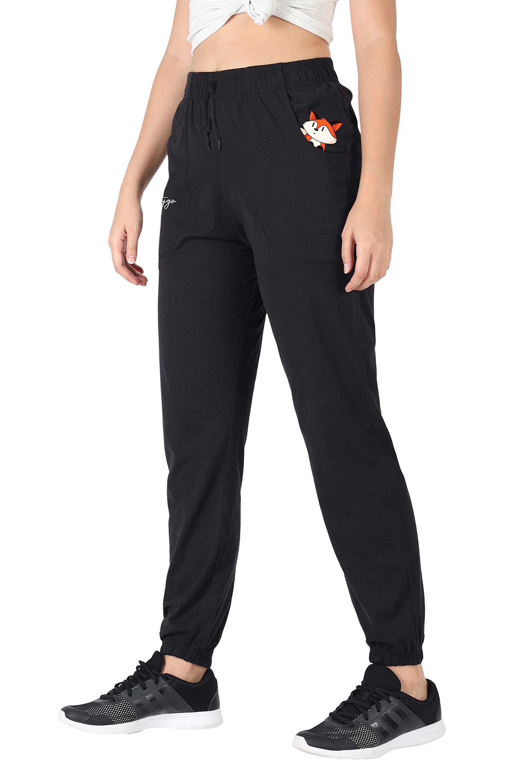 Cotton Solid Joggers/Track Pant/Solid Pajama/Leggings �100% Export Quality Soft Cotton Night Wear/Fox Printed Pocket Pyjama for Women Black Pyjama-image-49
