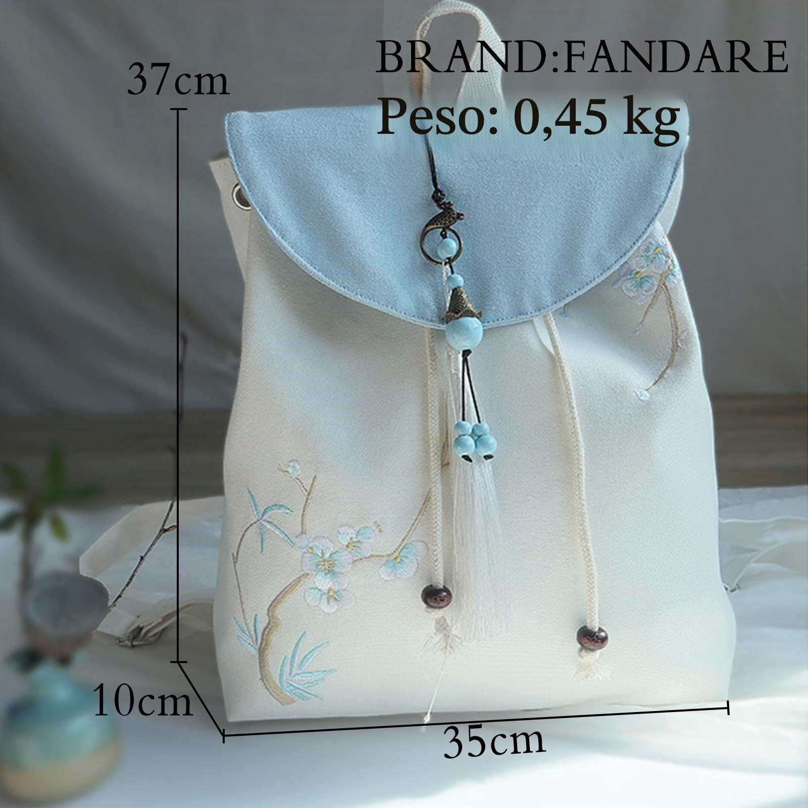 FANDARE Donna Zaino Ricamo Zaini Ragazze Zainetto in Stile Etnico Backpack Università Viaggio Shopping Incontri Zaino Durevole Tela Umetake