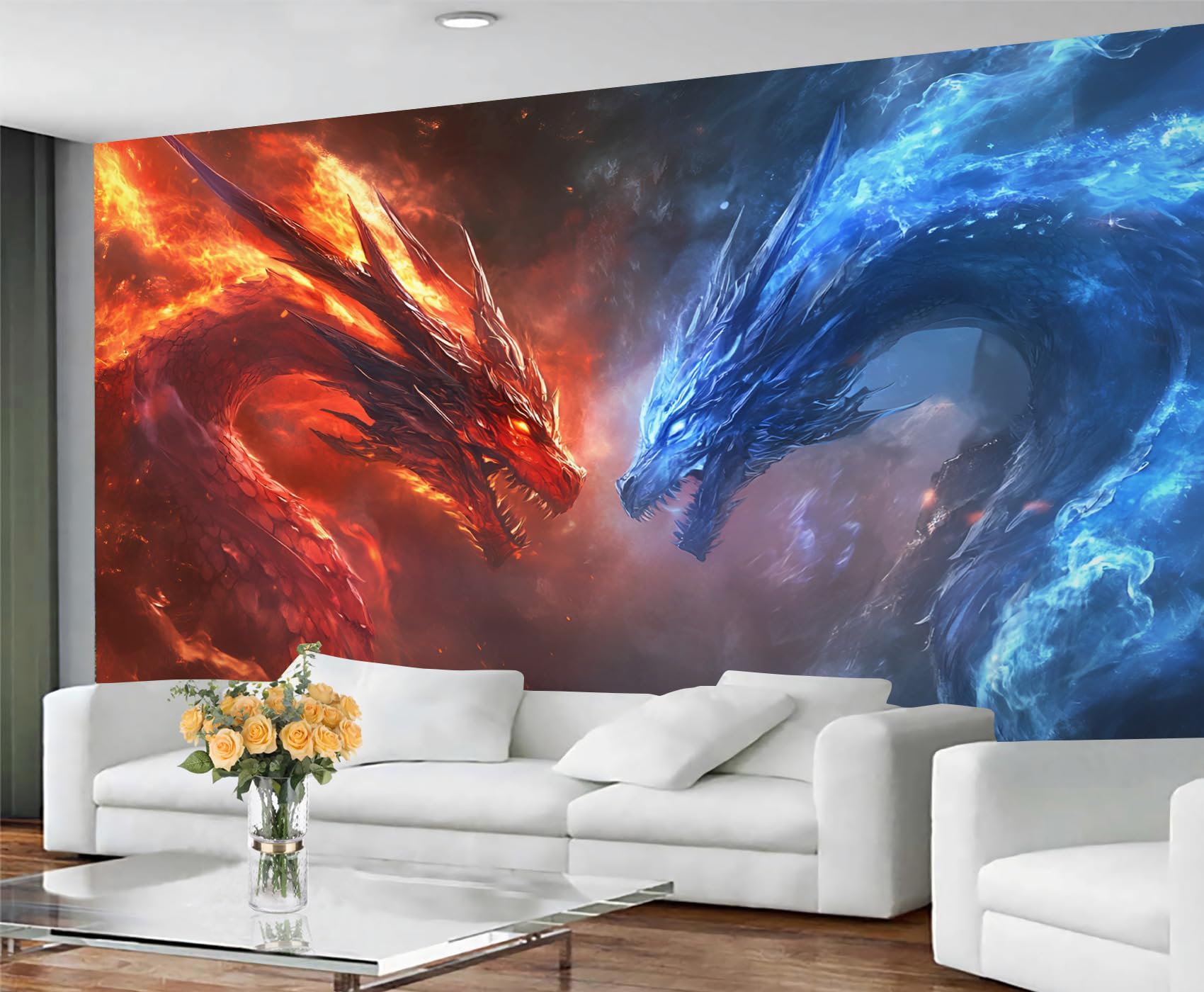 GIVLWF Wallpaper - Dragon Home Decor & Mural, Fantasy Dragon Bedroom Wallpaper, Mysterious Animals Wall Paper for Living Room, Large Wall Mural (Not Self-Adhesive)