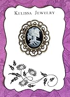 Vista 2 de Lady Skeleton Cameo Brooch in Antique Bronze Tone, Gothic Cameo Skeleton Brooch Pin