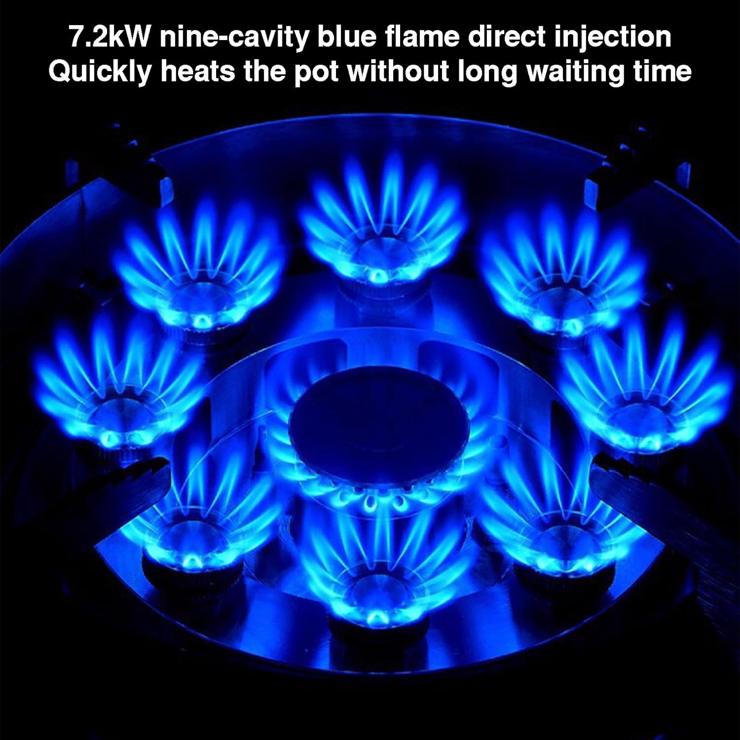 43cm Single-burner Gas Stove,Stainless Steel Countertop,7.2KW 9-chamber High Flame Cooker,with Failure Protection,for Indoor Outdoor Use(LPG)
