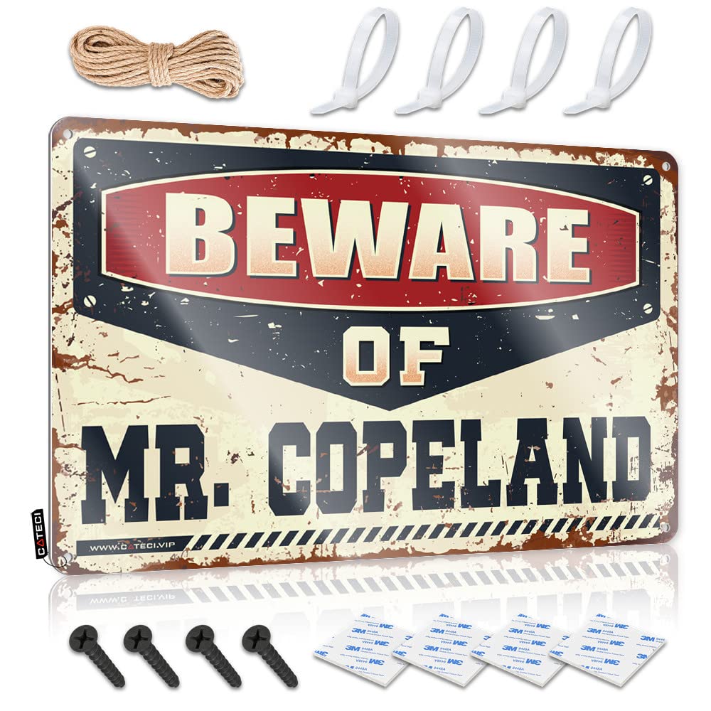 STWNVOITV Retro Signs Beware Of Mr. Copeland Tin Sign Outdoor Bar Signs Tin Sign Metal(30X40CM)