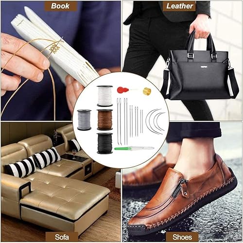 Miniatura 5 de Kit de reparación de tapicería resistente, hilo de nailon extra fuerte, agujas de mano resistentes, desenganchador de rosca, destripador de costuras