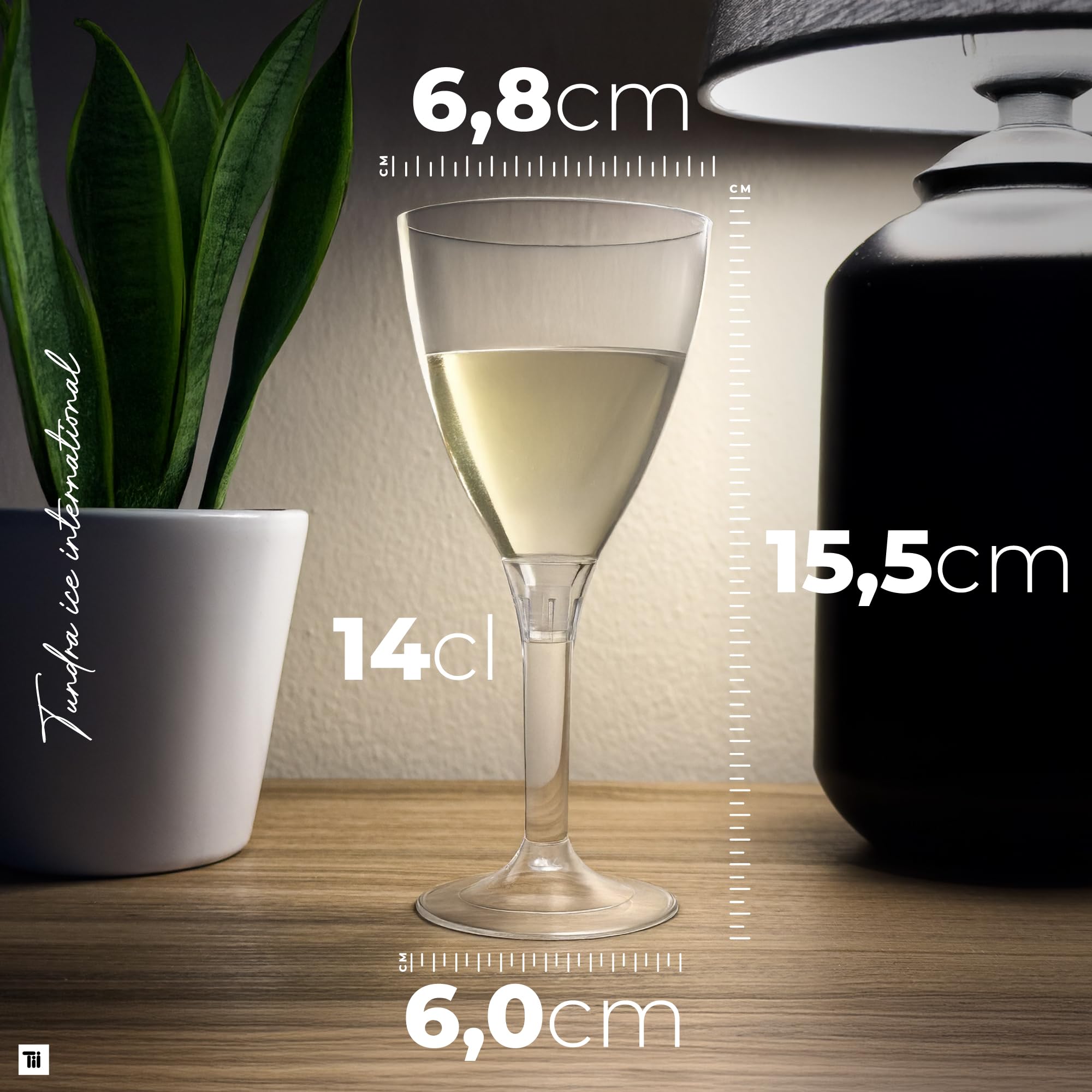 TUNDRA - Lot de 60 Verres à VIN, à CHAMPAGNE à EAU "UTILISER & RÉ-UTILISER LÉGER" 140 ml., Gobelet PLASTIQUE REUTILISABLE RECYCLABLE, Transparents, BPA-Free, Verre a Pied Plastique Incassables