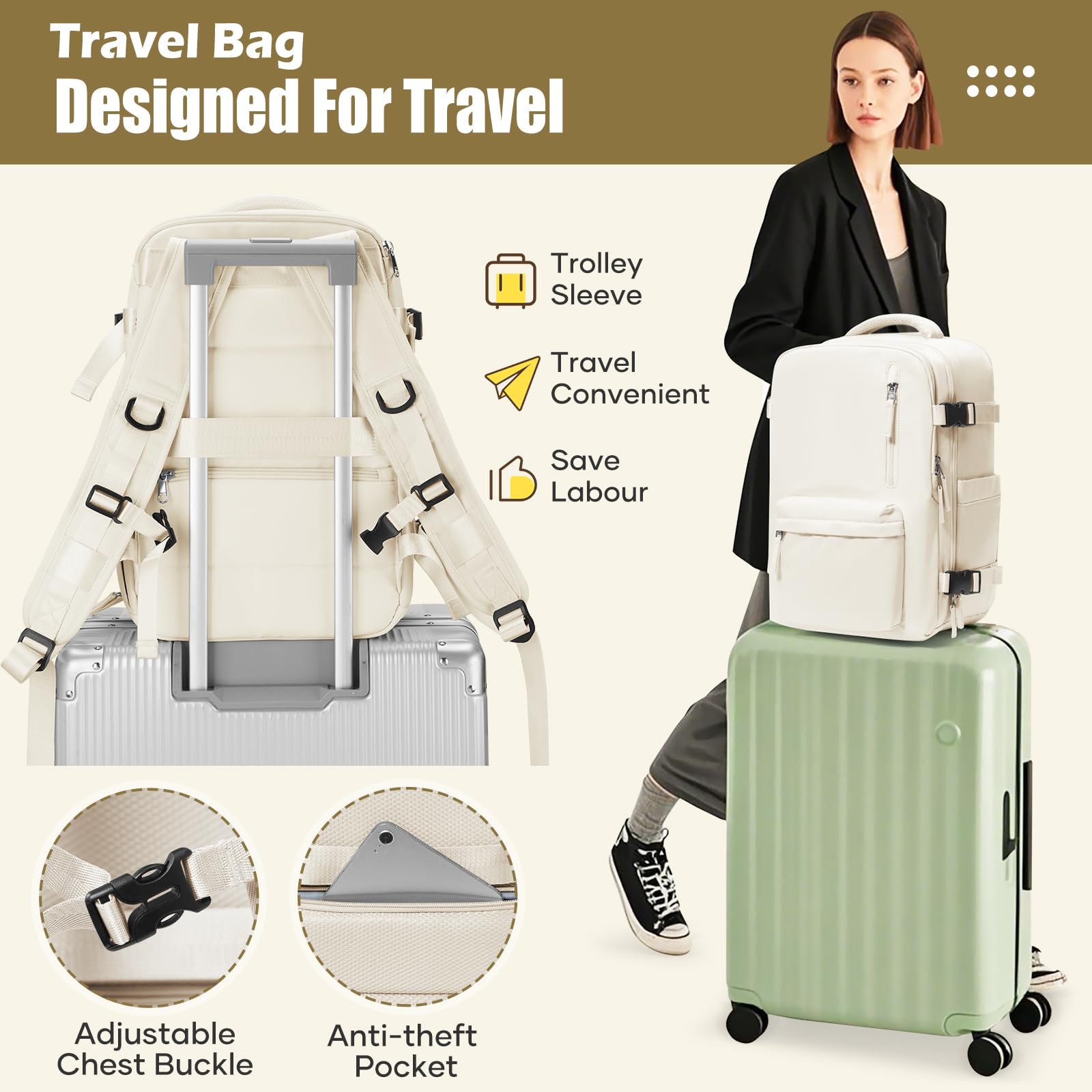 SZLX Zaino A Vuoto Bagaglio A Mano Donna, Zaino Airbag Con Sistema Di Vuoto Per Viaggi, Ryanair Viaggio Ruscksack Dimensione Cabina Con Pompa Impermeabile Uomo Valigia A Vuoto