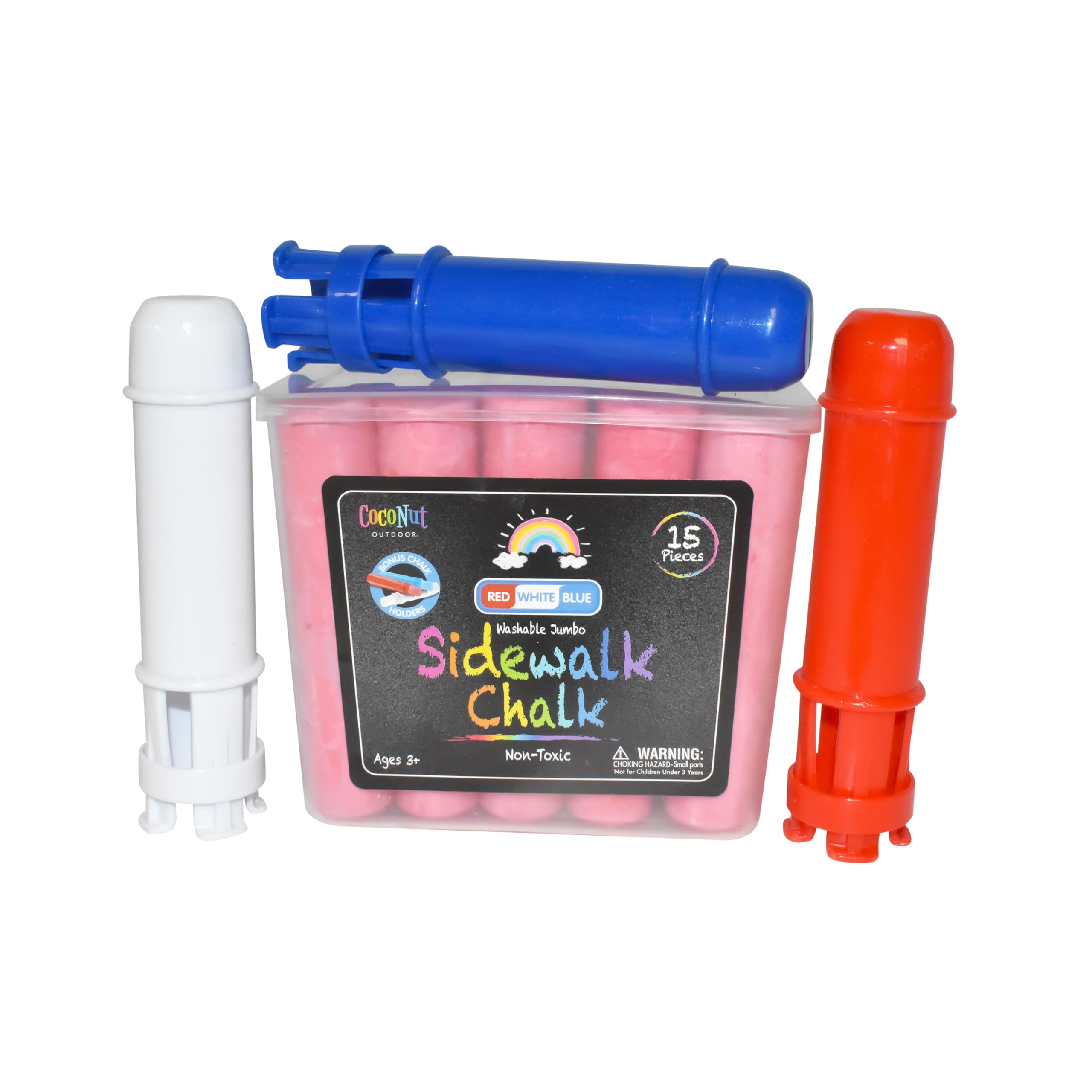 Amazon.com: Jumbo Sidewalk Chalk Bucket | 15 Pieces Red, White