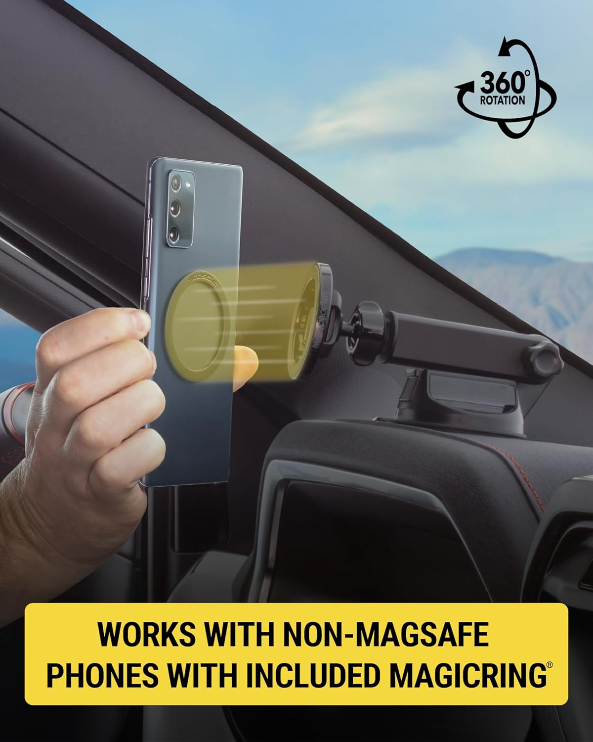 Scosche MagSafe Car Mount, Suction Cup Windshield Phone Mount/Magnetic Cell Phone Holder for Car Dashboard with Extended Arm Compatible with Popsocket, Cellphone Stand Compatible with iPhone, Samsung - Image 5