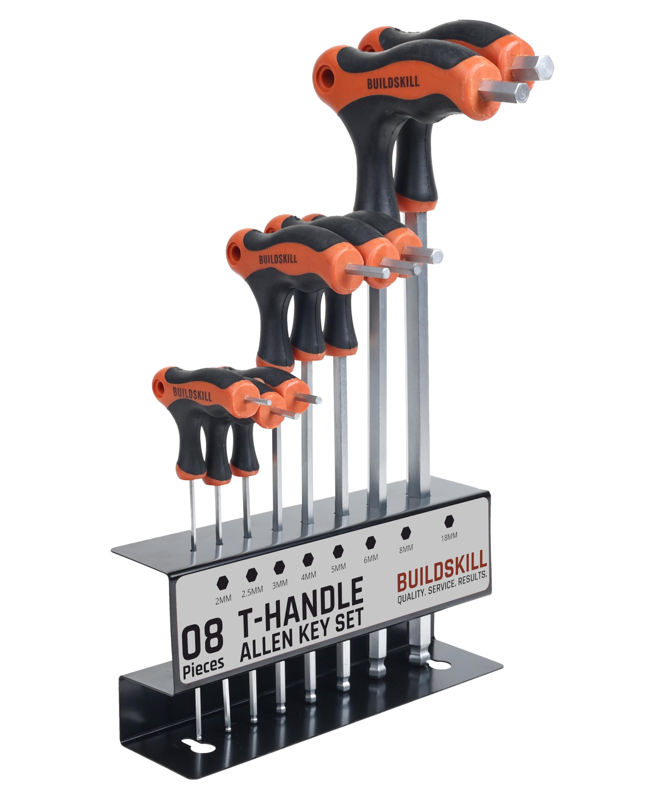 BUILDSKILL 8-Piece Allen Key Set Tools Kit with Handle, Metric Sizes - L Key Set Hex Key Set for Machinery, Furniture, Vehicles, Carbon Steel, Rust-Resistant, Satin Finish