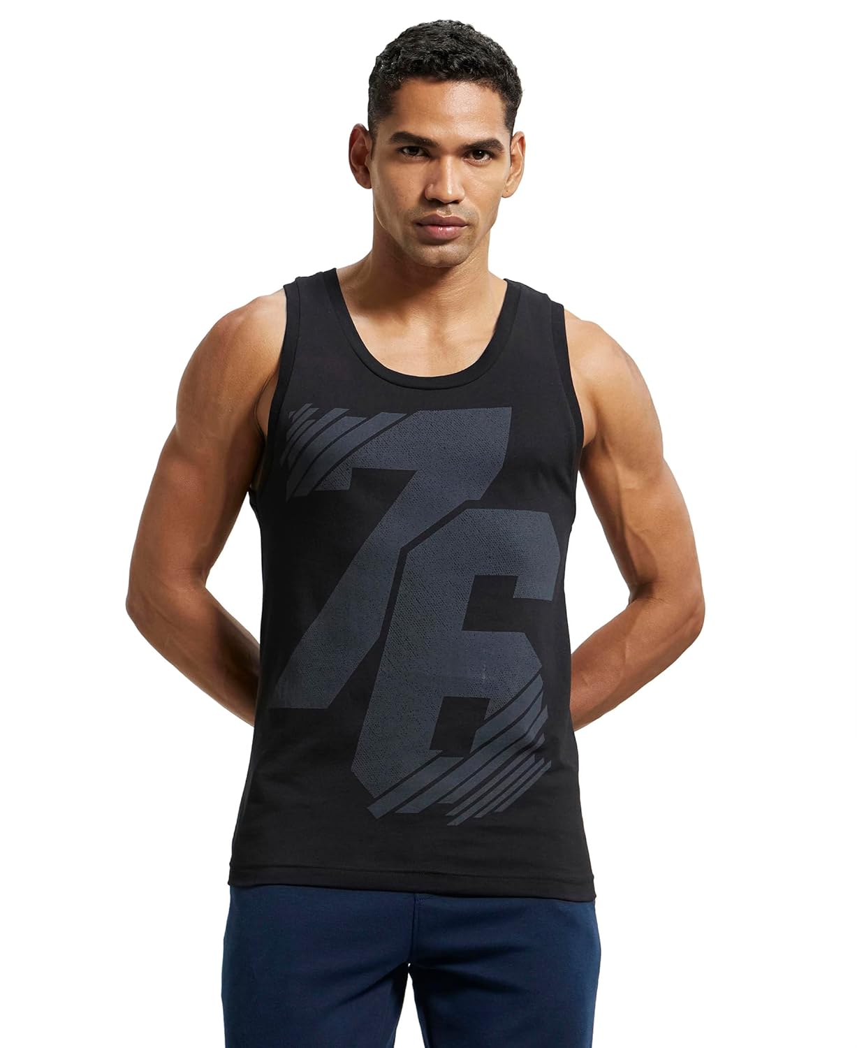 Jockey Men’s Super Combed Cotton Rich Printed Tank Top_9928_Black Print_L