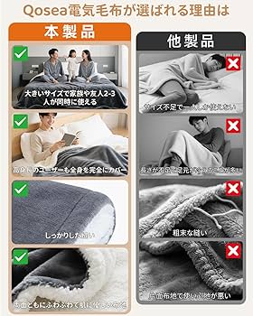 Amazon.co.jp : 電気毛布 敷き 掛け 電気膝掛け 電気ブランケット