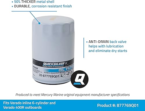 Miniatura 2 de Quicksilver 877769Q01 Filtro de aceite para fuerabordas Mercury Verado de seis cilindros