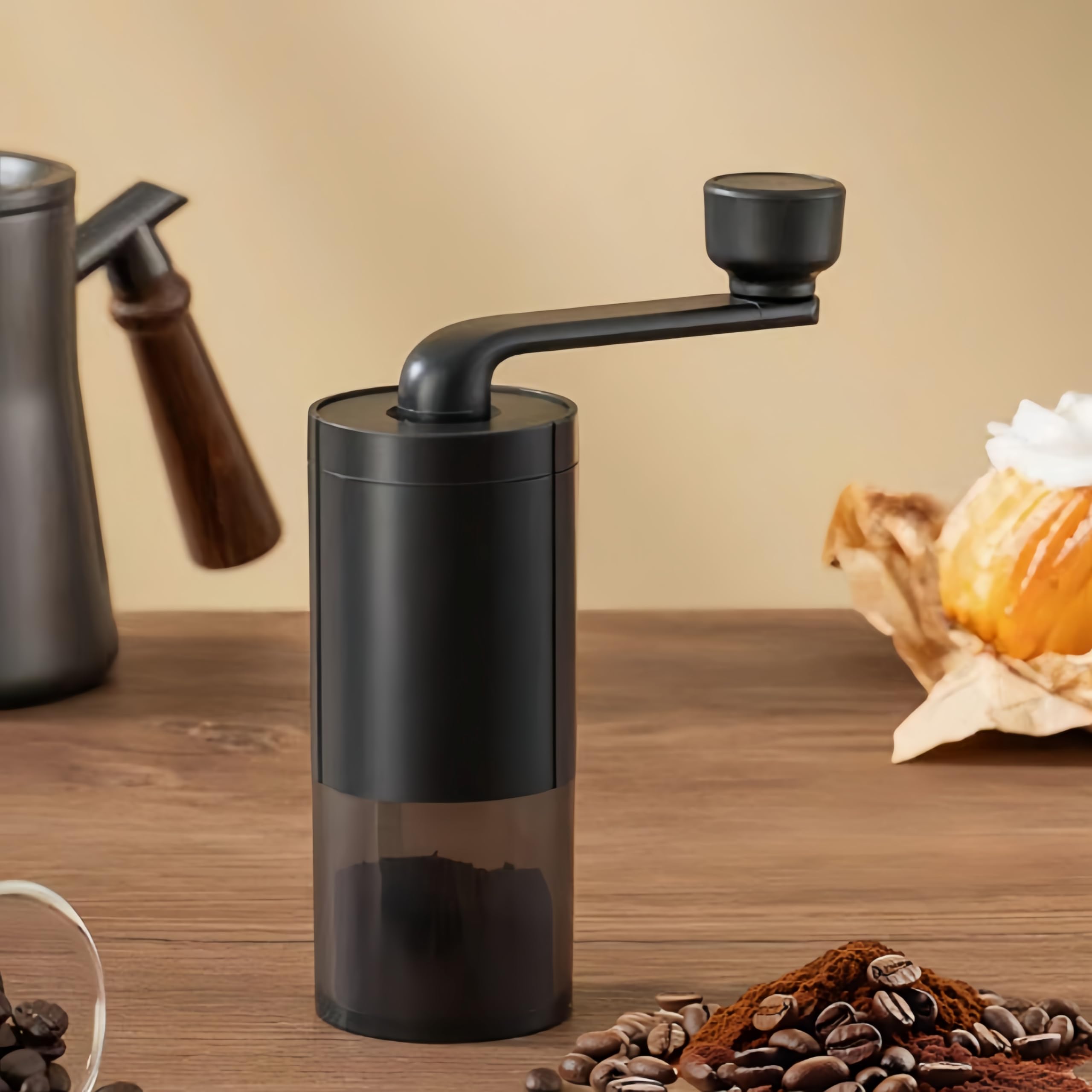 Portable Manual Coffee Grinder - Hand-Cranked Machine for Precise Brewing - for Home & Camping, Black