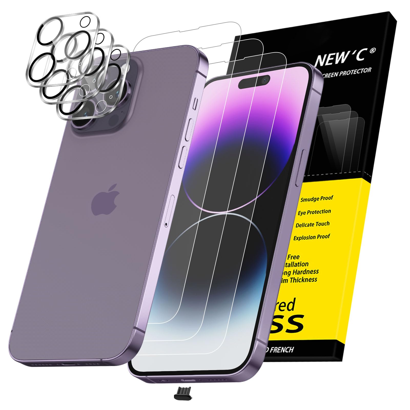 NEW'C für iPhone 14 Pro Max für Panzerglas + Kameraschutz