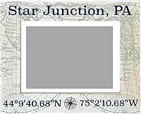 Vista 1 de R and R Imports Star Junction Pennsylvania Souvenir Wooden Photo Frame Compass Coordinates Design Matted to 4 x 6