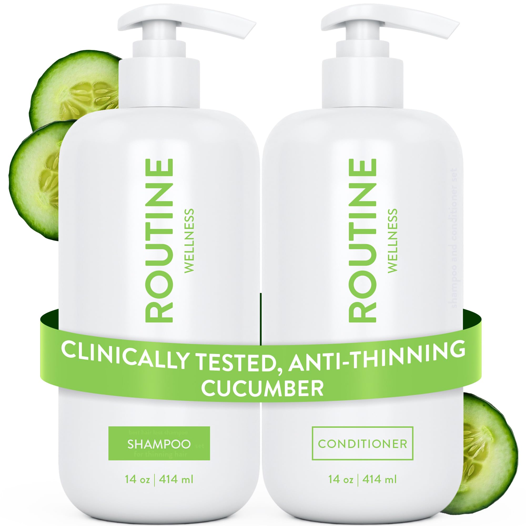 Sponsored Ad – Routine Wellness Anti-Thinning Shampoo and Conditioner Set for Thinning Hair - Biotin DHT Blocker Women & Men - Color Safe Shampoo for Hair Loss & Healthier Growth (Pack of 2) (Cucumber)