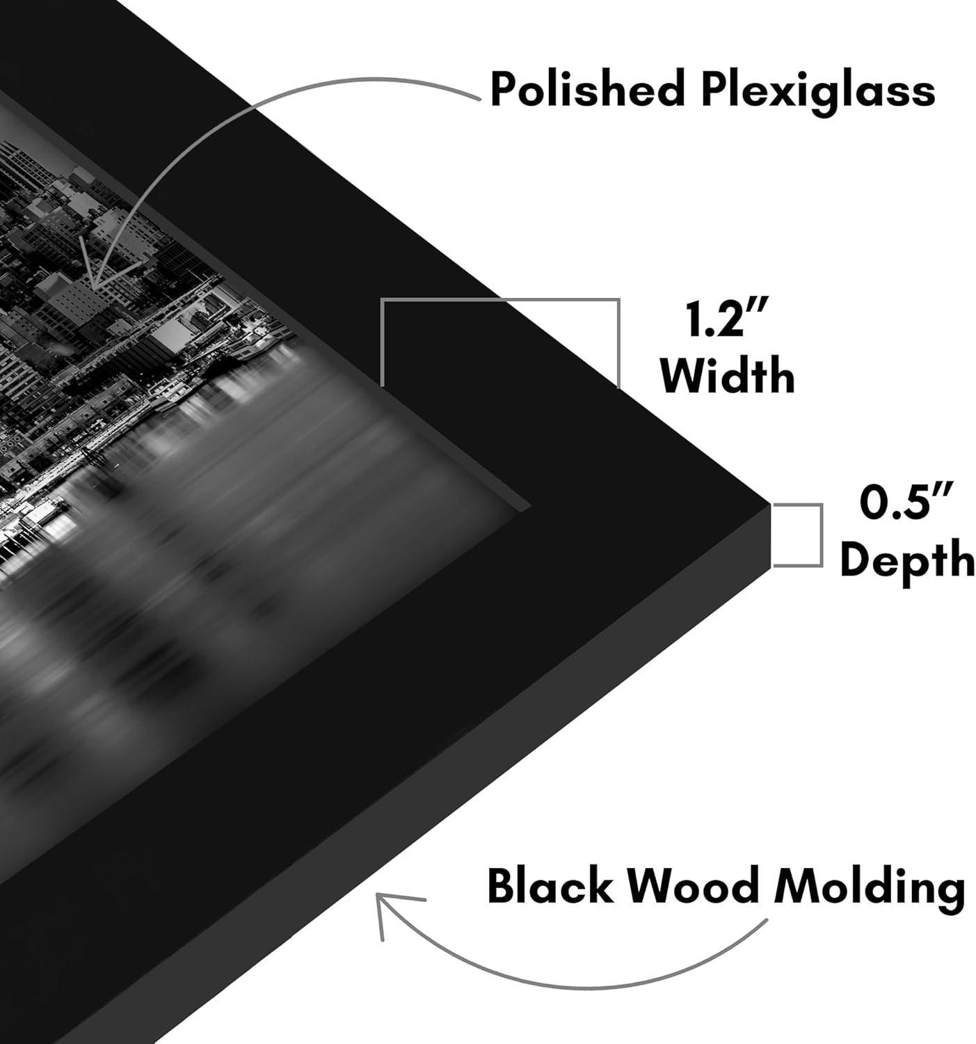 Americanflat 13x36 Picture Frame with Polished Plexiglass - Black Picture Frame - Wide Photo Frames Made of Engineered Wood for Vertical or Horizontal Wall Display - Epic Collection - Black