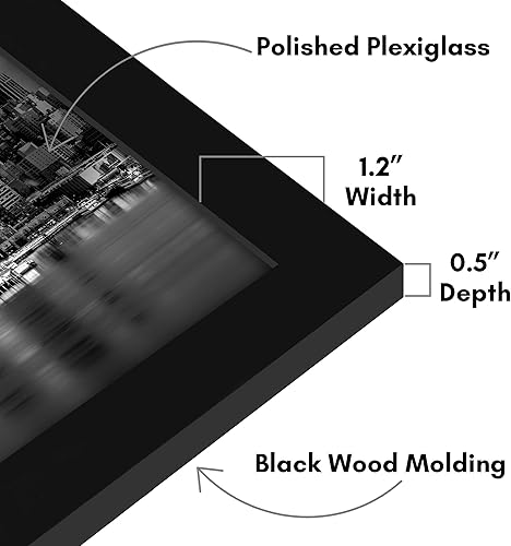 Vista 305 de Americanflat - Marco para póster de 71 x 74 cm con plexiglás pulido, portarretratos negro de madera industrializada, Epic Collection, marco ancho