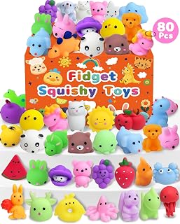 80 Pack Kawaii Squishy Toys, Fidget Party Favors for Kids 3-5, 4-8, 8-12