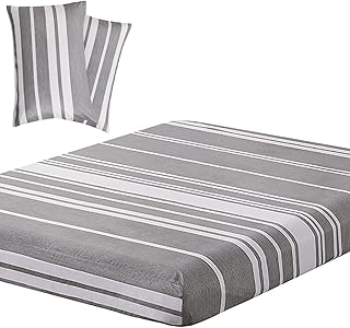 Vaulia Soft Microfiber Deep Pocket Fitted Sheet Set, Print Stripes Pattern Design 3 Piece (1 Fitted Sheet 2 Pillowcases) Gray Color, King Size - Buy now