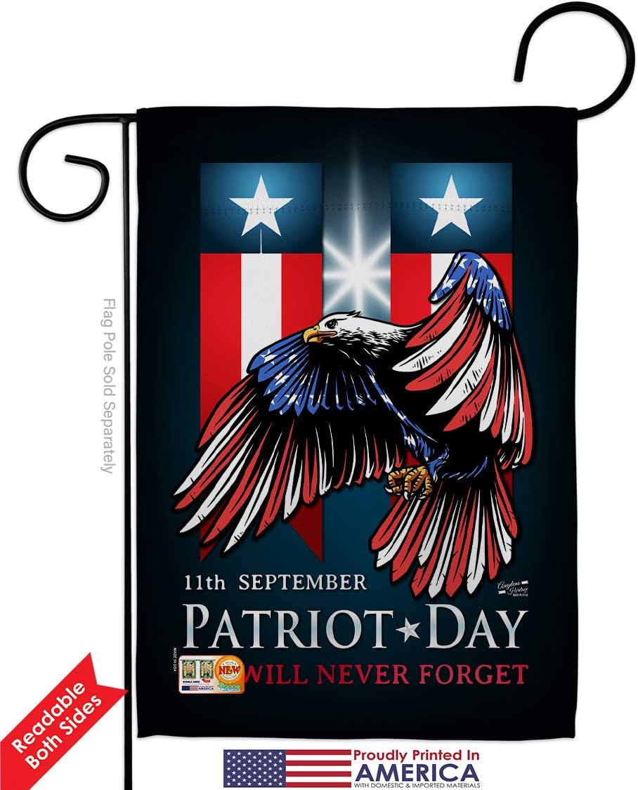 911 Patriot Day Garden Flag - Pack Armed Forces Service All Branches Support Honor United State American Military Veteran USA Vintage Applique - House Banner Small Yard Gift Double-Sided 13 X 18.5