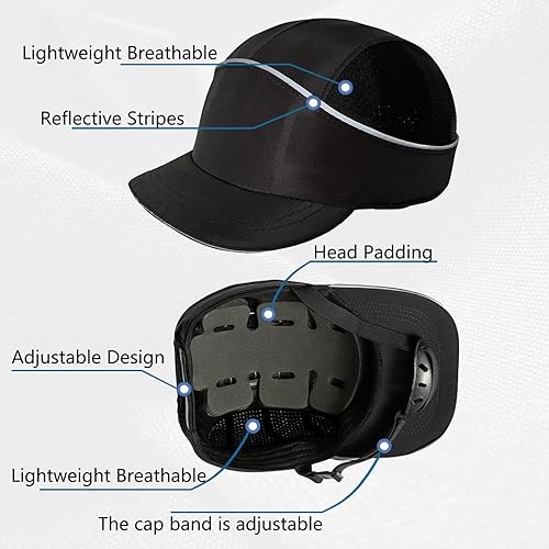 Miniatura 6 de Lightweight Safety Bump Cap Safety Hard Hat Head Protection Cap Breathable Baseball Hat Comfortable Hard Cap with Reflective Stripe