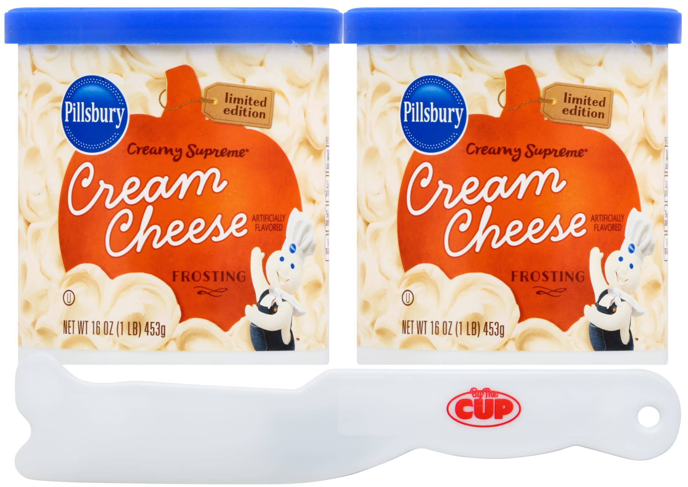 Pillsbury Limited Edition Cream Cheese Frosting, 16 oz (Pack of 2) with By The Cup Spreader