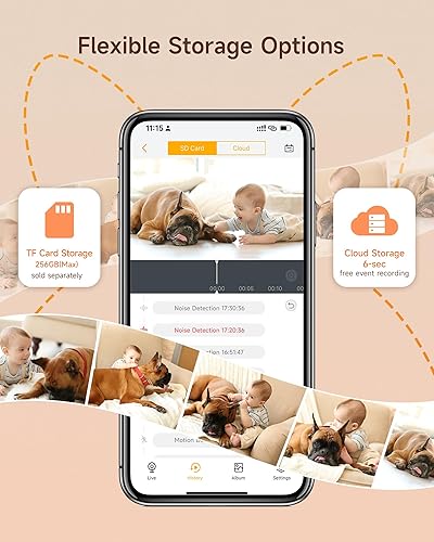Miniatura 7 de ARENTI Monitor de bebé con 2 cámaras, cámara inteligente para bebé 2K con pantalla inalámbrica mejorada de 5 pulgadas, visión nocturna, luz de