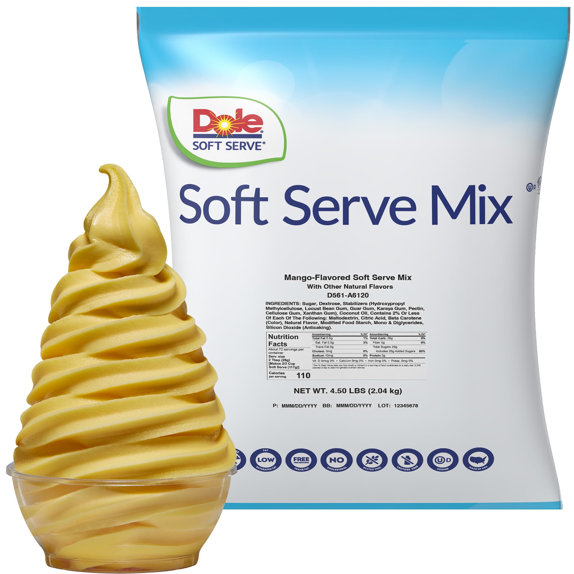 Dole Soft Serve Mix, Orange, 19 Pound