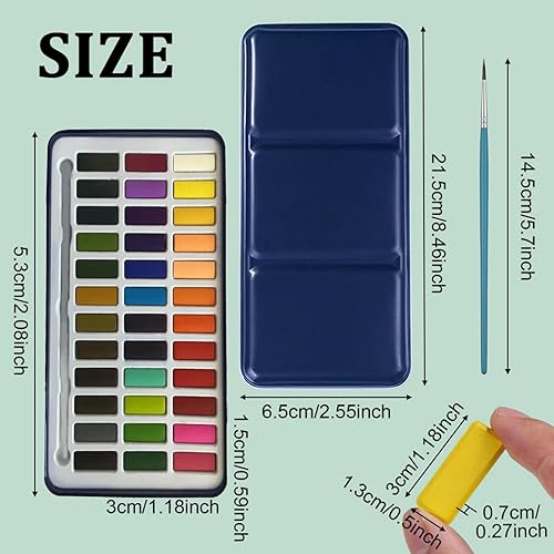 Miniatura 2 de Juego de pintura de acuarela, 36 colores vivos en caja portátil y un pincel, juego de acuarela de viaje perfecto para adultos, niños y principiantes