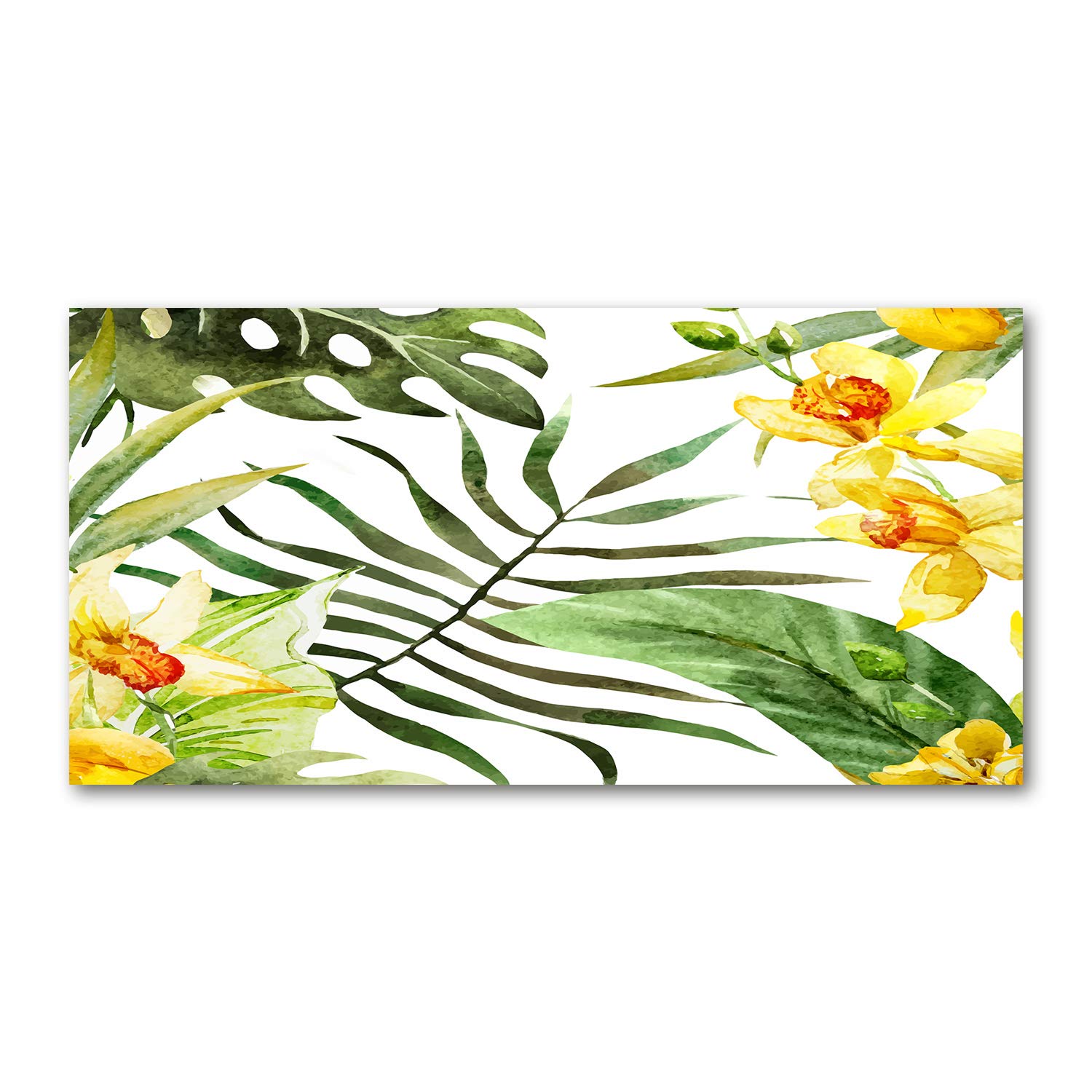Acrylic glass mural art 120x60cm tableau déco fleurs tropicales jaune