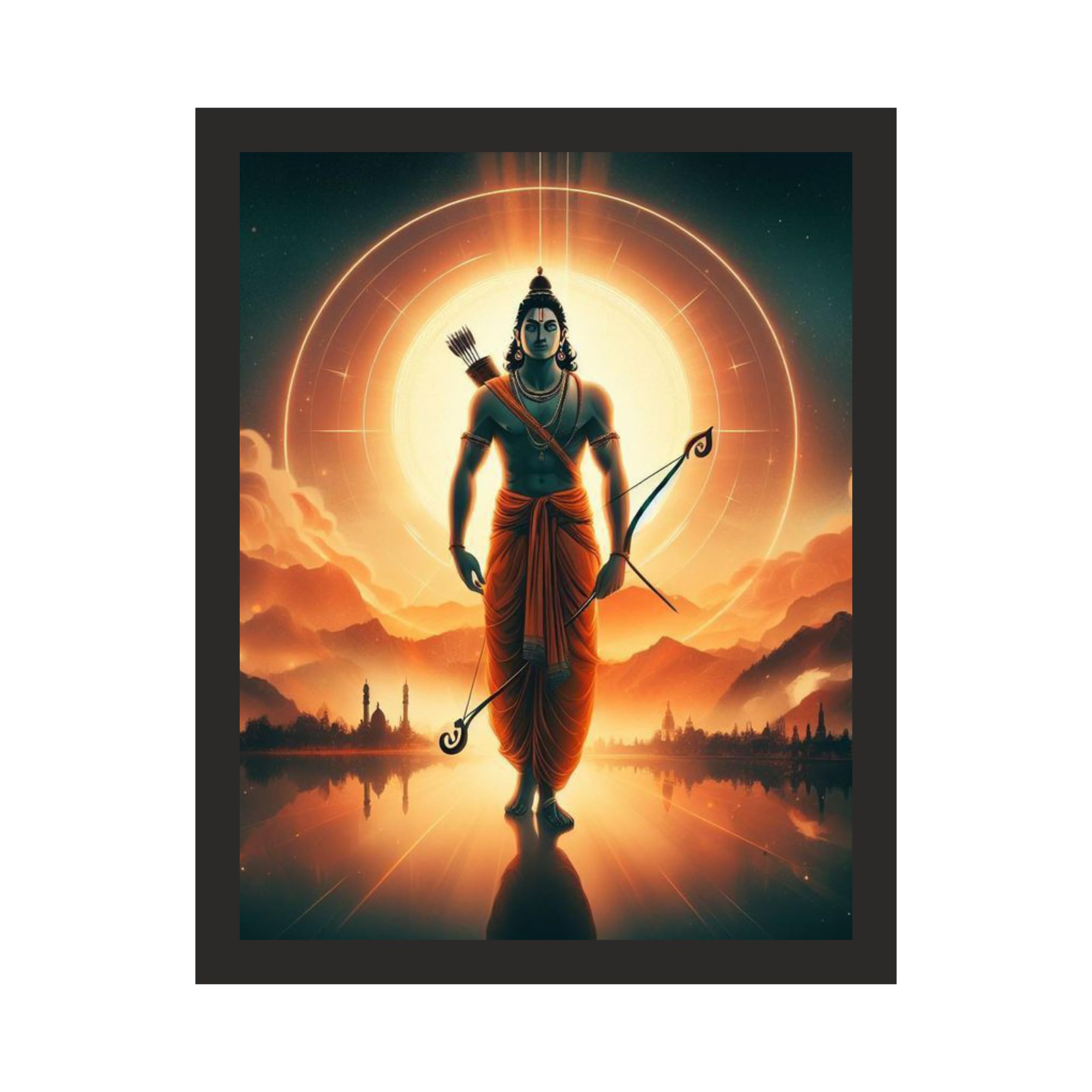 Divine Lord Ram Fibre Framed Art, 8x10 Inches