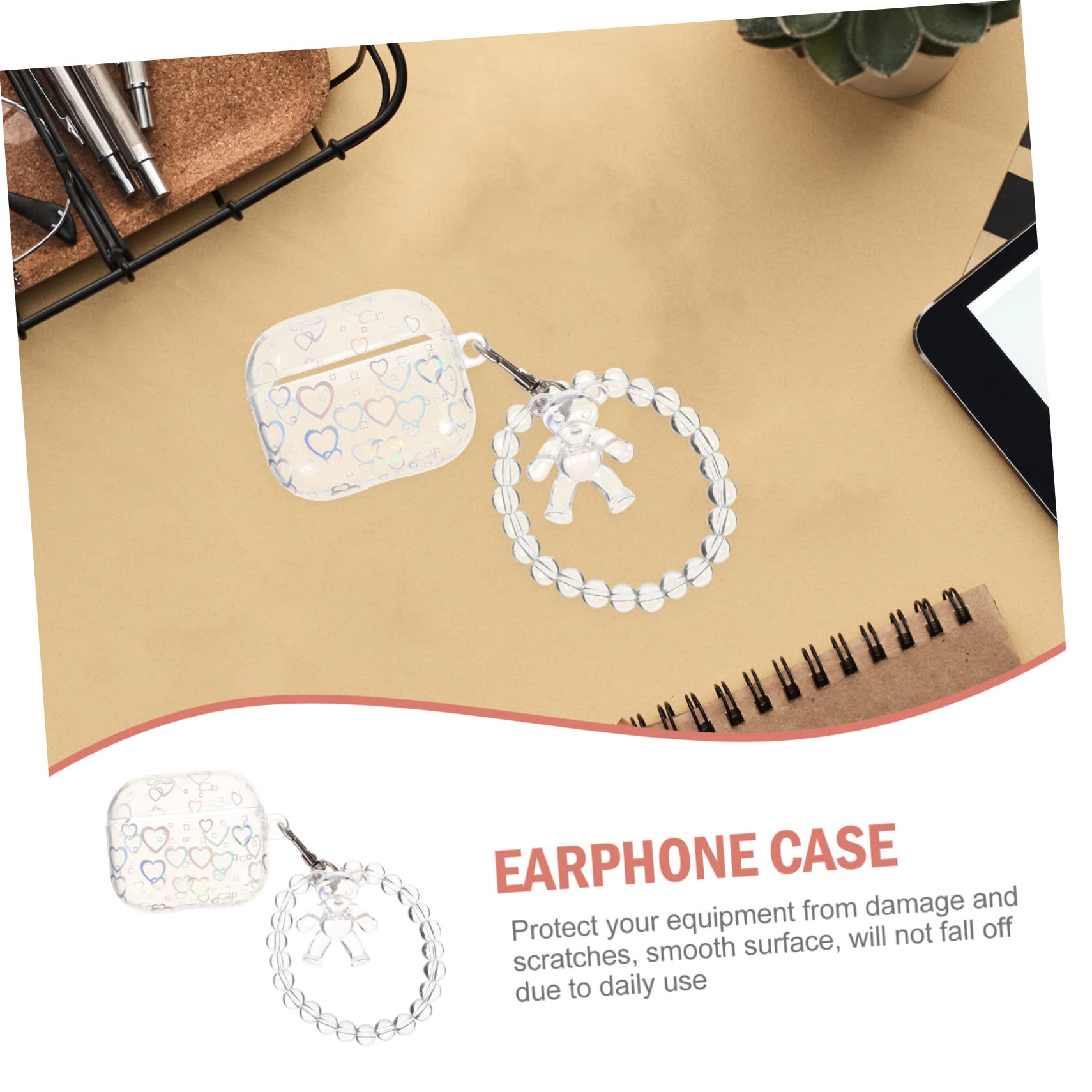 Gadpiparty 5piezas Funda Protectora De Auriculares Inalámbricos Cadena Compatible Diseño De Corazón Material TPU Duradero Ligera y para Uso Diario y Actividades Al Aire