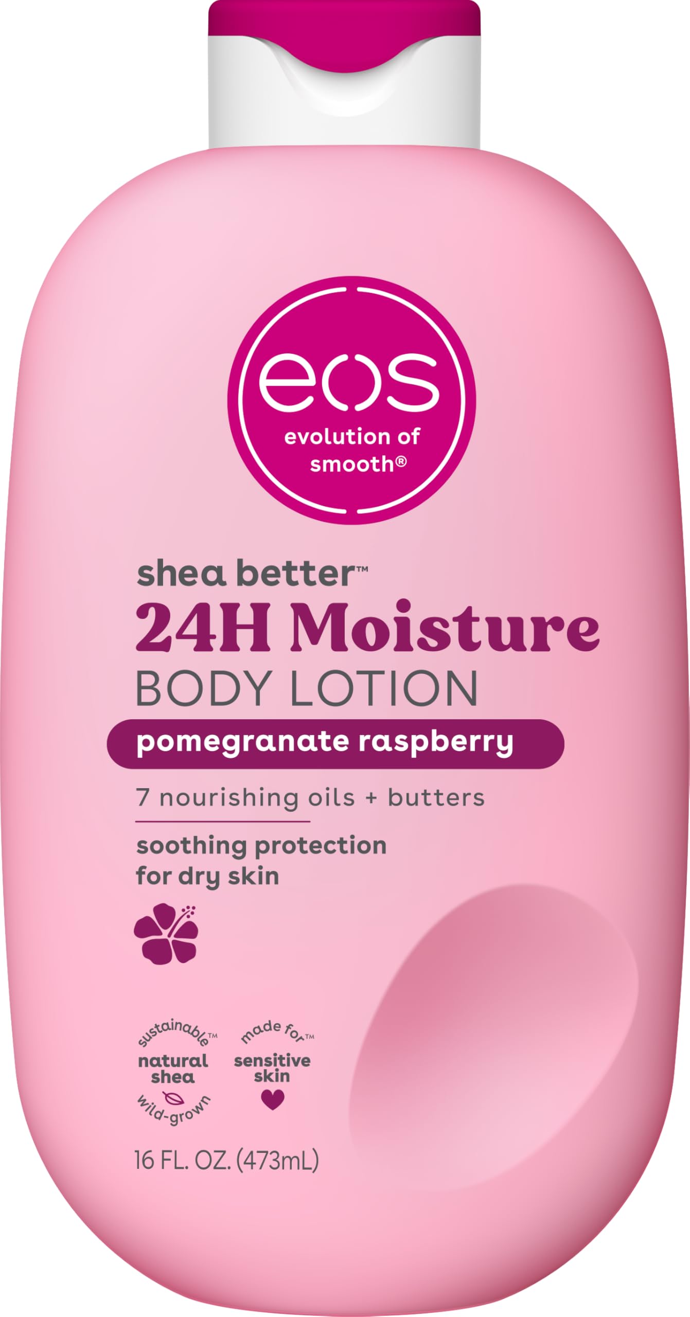 eos Shea Better Body Lotion Pomegranate Raspberry 16 fl oz | 24-Hour Hydration for Indian Skin - main product image
