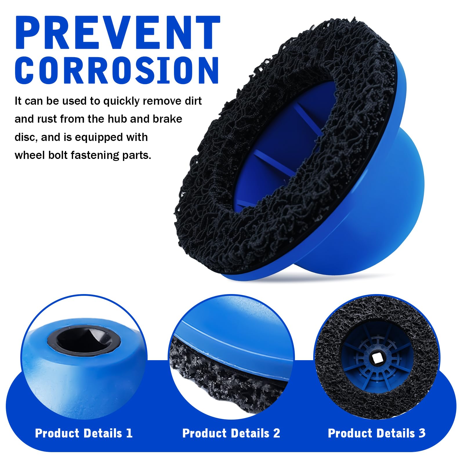 Smerigliatrice mozzo ruota: blu, in plastica, diametro interno 90 mm, diametro esterno 150 mm, smerigliatrice mozzo per avvitatore a percussione da 1/2"