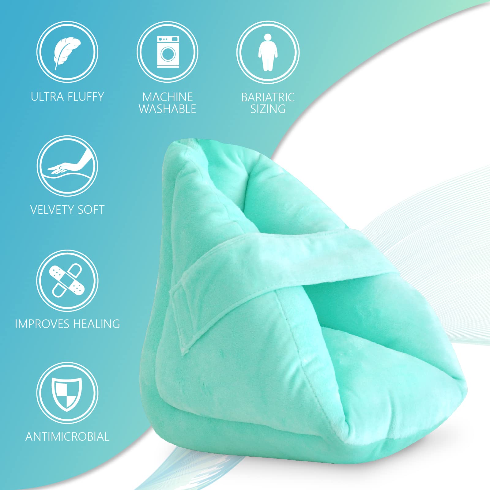 NYOrtho - Protectores de talón para cojines, 1 par de almohadas ultra acolchadas, gruesas, suaves, antimicrobianas, lavables, Universal Bariatric, Terciopelo ultrasuave, 1