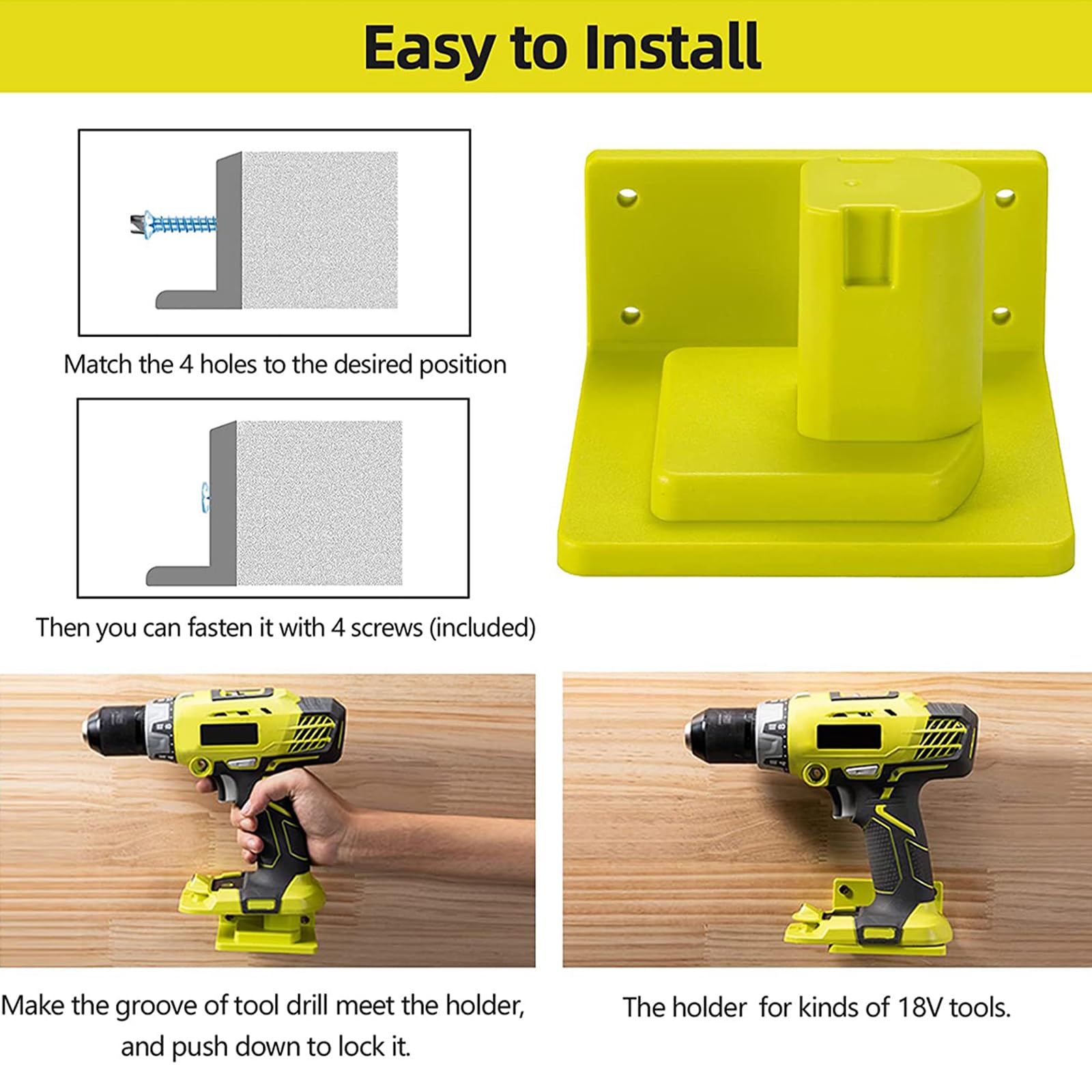 Ryobi Tool Holders - 10 Pack Wall Mount Organizer -7 Ryobi Tool Holders - 10 Pack Wall Mount Organizer -7