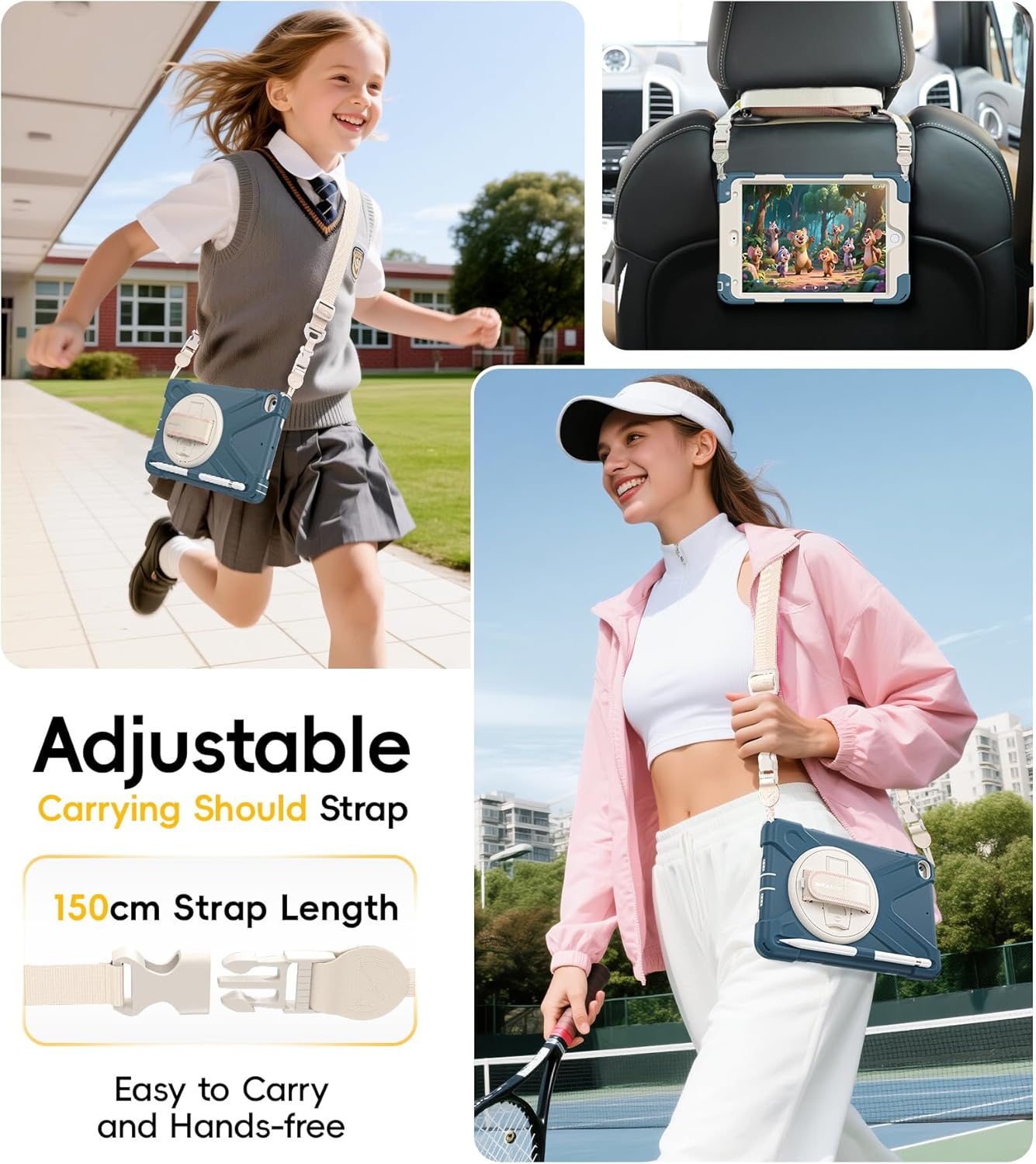 BRAECN iPad mini 5 Case,iPad mini 4 Case, Heavy Duty Shockproof Protective Rugged Case with Pencil Holder,Hand Strap,Kickstand, Shoulder Strap for iPad mini 5th/4th Generation 7.9 Inch for Kids
