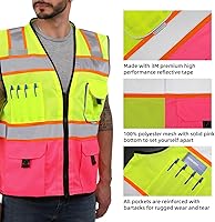 Vista 2 de Chaleco de seguridad Dib Safety reflectante con bolsillos y cremallera, malla de alta visibilidad ANSI Clase 2, fabricado con cinta reflectante 3M