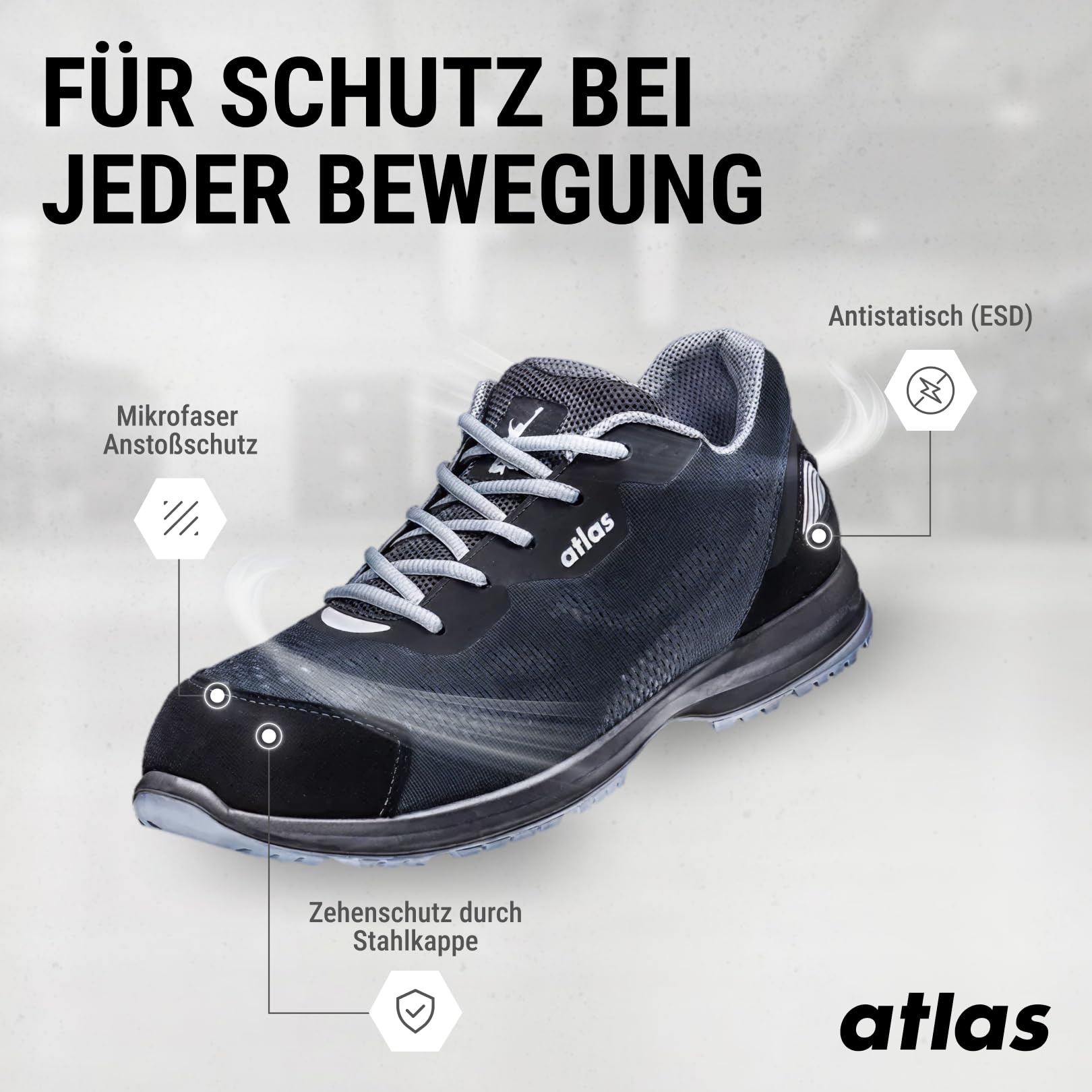 Atlas GX 240 ESD S1 Sicherheitsschuhe, Arbeitsschuhe Damen mit Stahlkappe, rutschfest, atmungsaktiv, dämpfend