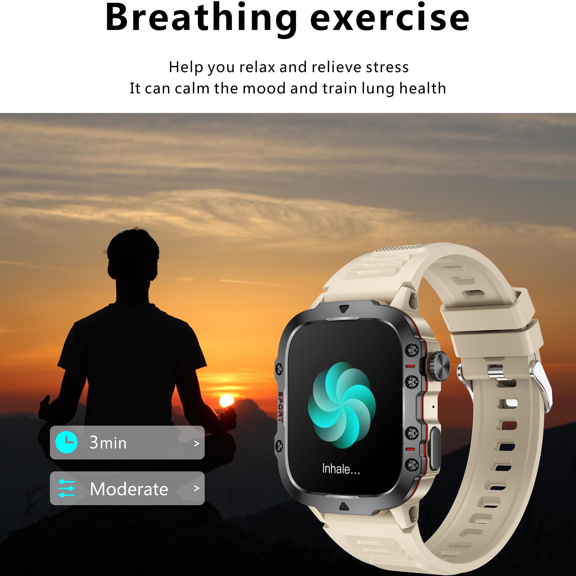 Reloj inteligente AMOLED de 1,96 pulgadas para hombre con función de teléfono, batería de 420 mAh, reloj deportivo con Bluetooth llamadas con monitor de sueño, podómetro, resistente al agua 5 ATM