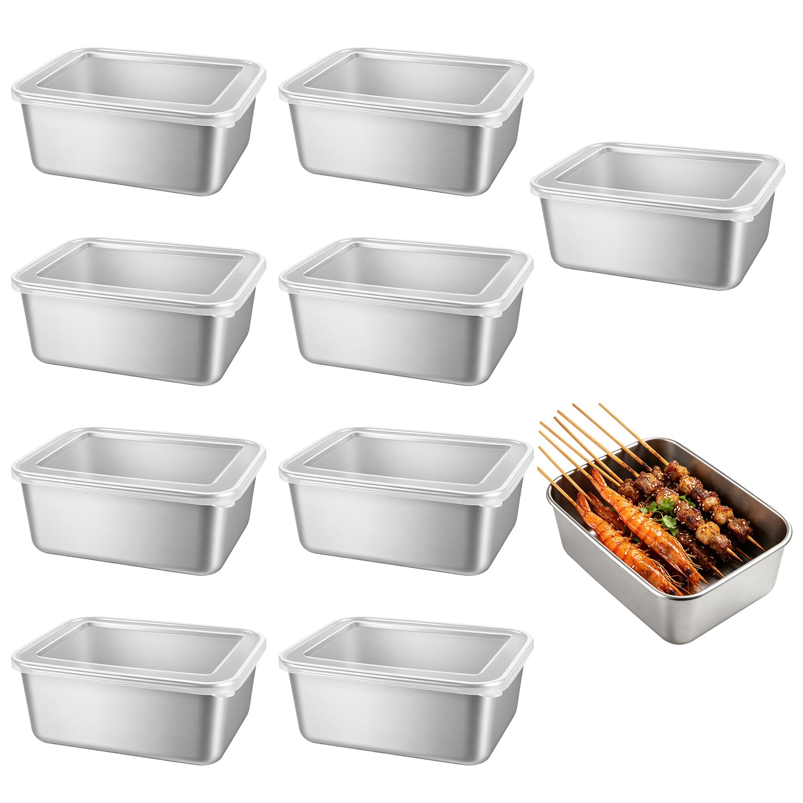 LQOZYYUL 10 Pack Stainless Steel Food Containers with Lids - 500ml / 17oz